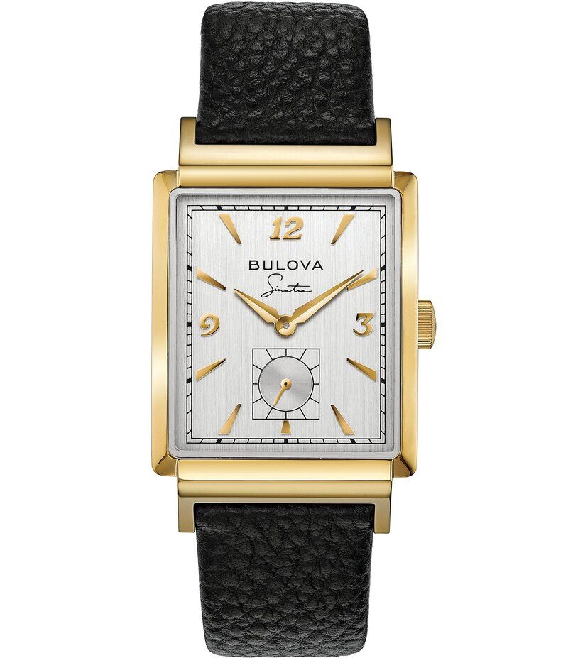 ブロバ レディース アクセサリー 腕時計 レザー Bulova Mens Frank Sinatra My Way Analog Black Leather Strap Watch Black ブラッ