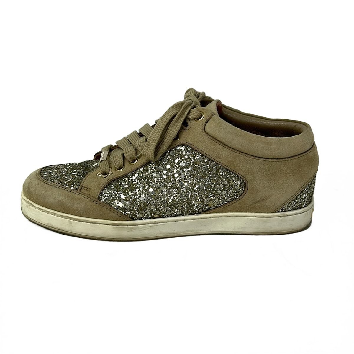 JIMMY CHOO(ジミーチュウ) スニーカー 35 1/2 レディース - グレージュ×シルバー グリッター