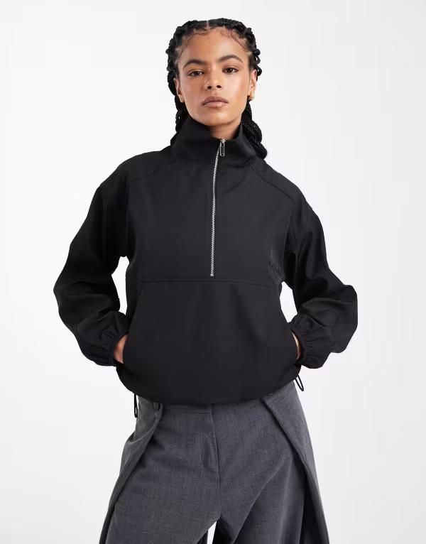 フォースレックレス レディース アウター ジャケット・ブルゾン 4th Reckless Exclusive waterepellentoggle detail pullover jacket Bla