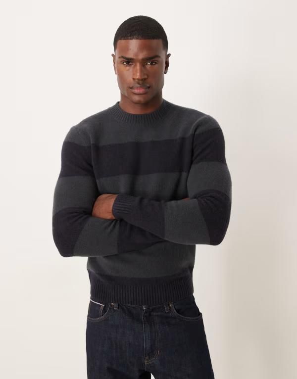 マンゴ メンズ アウター ニット・セーター ポロシャツ セーター ニット Mango striped knit polo sweater BLUE ブルー