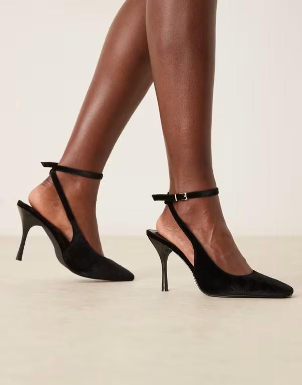 グラマラス レディース シューズ ヒール ベルベット Glamorous tie leg heeled shoes velvet BLACK VELVET ブラック