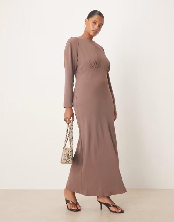 エイソス レディース トップス ワンピース サテン マキシ ASOS Curve ASOS DESIGN Curve satin bias cut bust detail maxi slip dres