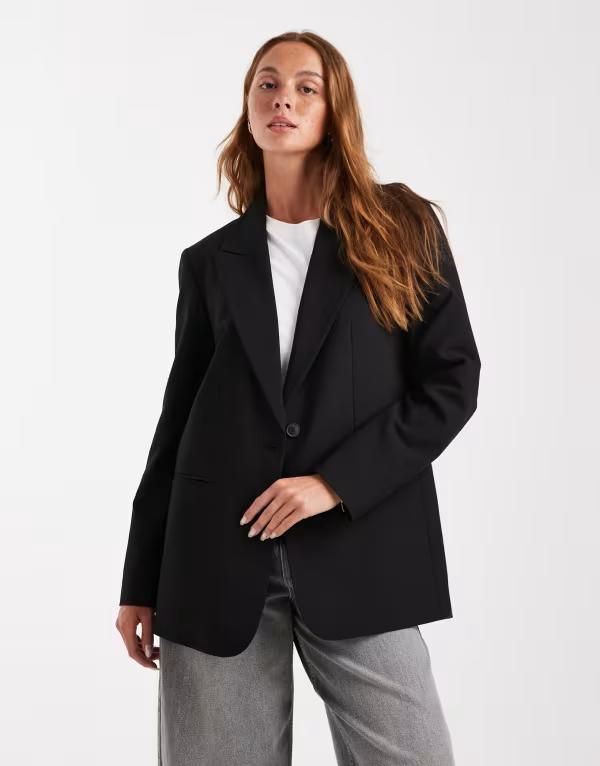 エイソス レディース アウター ジャケット・ブルゾン ブレザー ASOS DESIGN tailored relaxed blazer Black ブラック