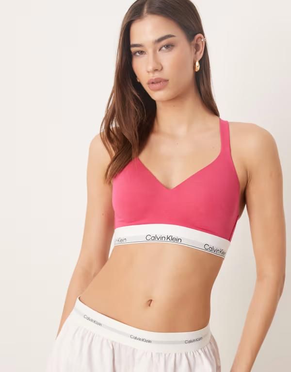 カルバンクライン レディース アンダーウェア ブラジャー コットン Calvin Klein Icon Cotton Modalift bralette in vibrant PINK ピンク