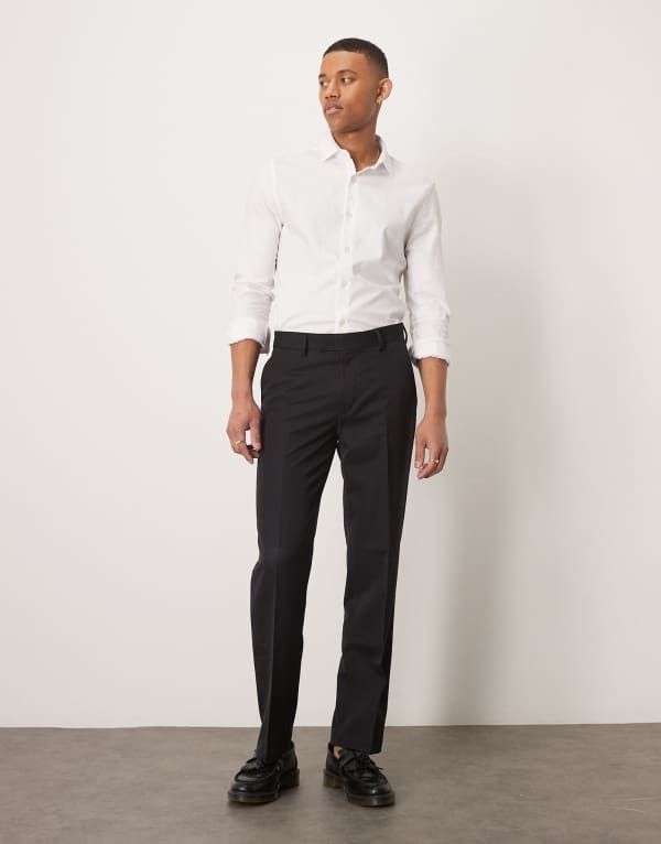 エイソス メンズ ボトムス カジュアルパンツ ストレート パンツ ASOS DESIGN smart straight leg pants Black ブラック