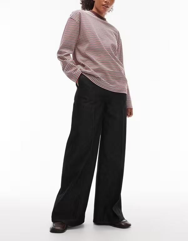 エイソス レディース ボトムス デニムパンツ ワイドレッグ ジーンズ ASOS DESIGN extreme wide leg jeans with stay press indigo with br