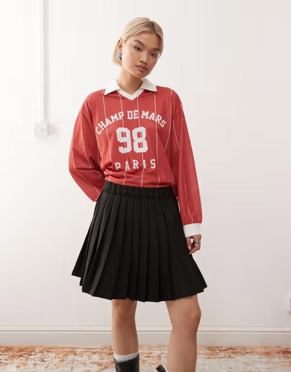 モンキ レディース ボトムスカート プリーツ ミディ Monki pleated midi skirt Black ブラック