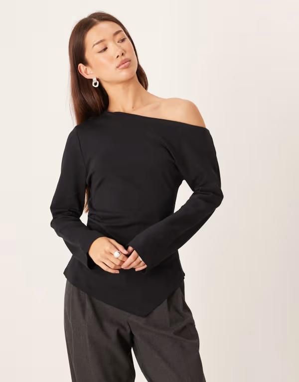 ジェイディーワイ レディース トップス Tシャツ アシンメトリー JDY asymmetric sidetail top Black ブラック