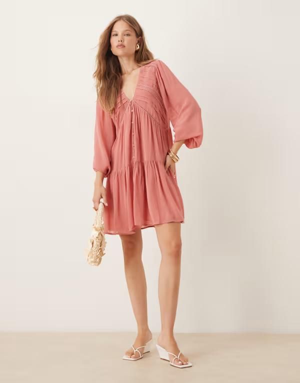 ノーバディーズ チャイルド レディース トップス ワンピース Vネック ミニワンピース ミニ Nobodys Child Marley boho vneck mini dress in dusky D