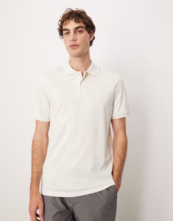 エイソス メンズ トップス ポロシャツ ASOS DESIGN essentials polo in cream pique Coconut milk クリーム