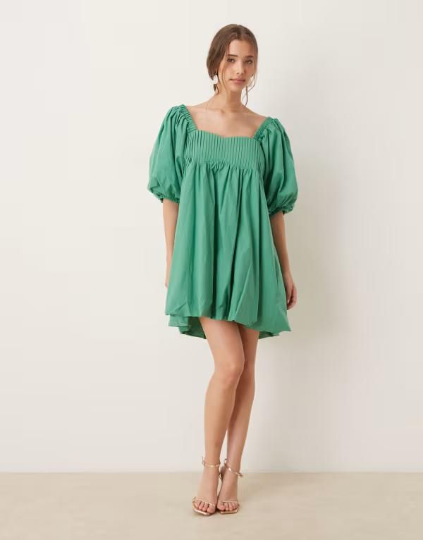 シスタージュン レディース トップス ワンピース バルーンスリーブ ミニワンピース ミニ Sister Jane balloon sleeve babydoll mini dress Green グリ