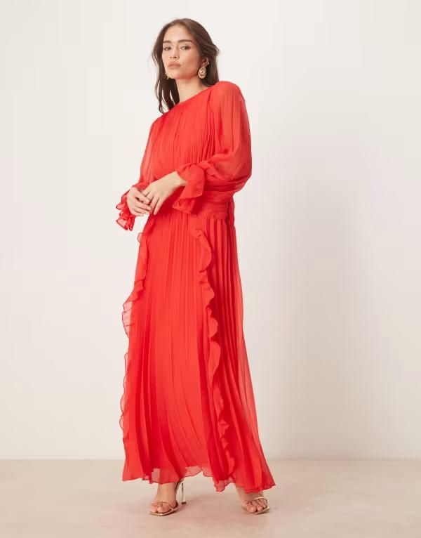 エイソス レディース トップス ワンピース ハイネック マキシワンピース ギャザー マキシ ASOS DESIGN high neck ruched belt detail maxi dress RE