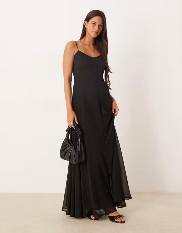 エイソス レディース トップス ワンピース ティアード ボタンダウン マキシワンピース ダウン マキシ ASOS DESIGN cami tiered frill button down maxi d