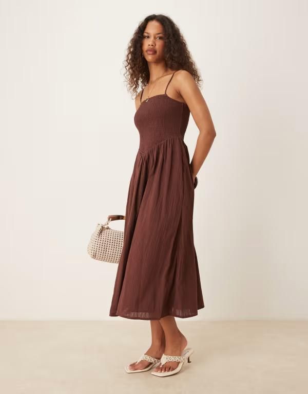 ノーバディーズ チャイルド レディース トップス ワンピース ミディワンピース ミディ Nobodys Child Imogen strappy midi dress with vwaist Brow