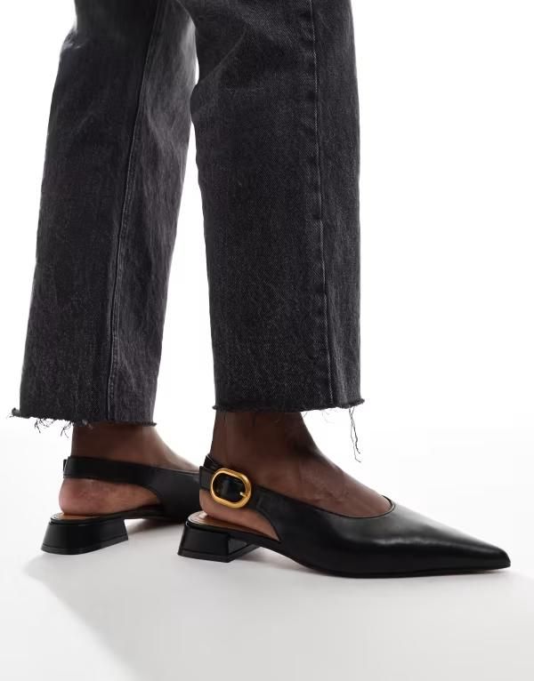 エイソス レディース シューズ パンプス ASOS DESIGN Wide Fit Leonora slingback ballet flats Black ブラック