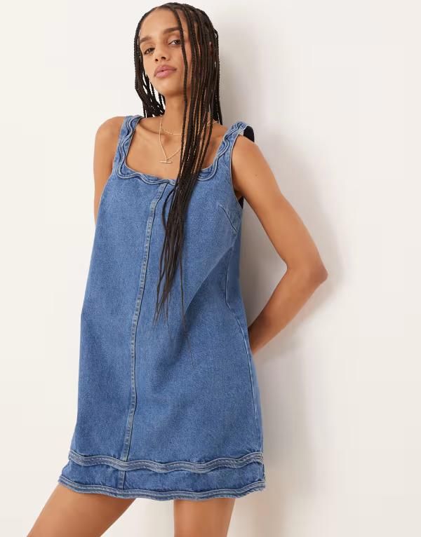 ノーバディーズ チャイルド レディース トップス ワンピース ミニワンピース ミニ デニム Nobodys Child Violet rick rack denim mini dress in mid