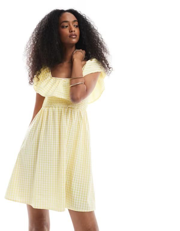 ヴェロモーダ レディース トップス ワンピース ミニワンピース ギンガムチェック プチ プリント ミニ ギンガム Vero Moda Petite shirred bodice mini dress