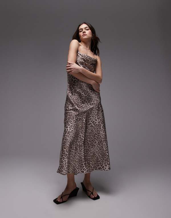 アンドアザーストーリーズ レディース トップス ワンピース アニマル柄 ドレープ プリント サテン ノースリーブ Other Stories sleeveless satin midaxi dress