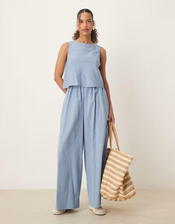 エイソス レディース トップス ジャンプスーツ オープンバック デニム ASOS DESIGN double layer jumpsuit with open back in denim Denim