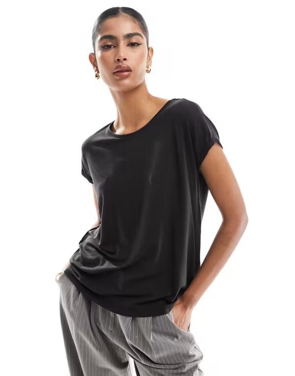 ヴェロモーダ レディース トップス Tシャツ Vero Moda round neck tshirt Black ブラック