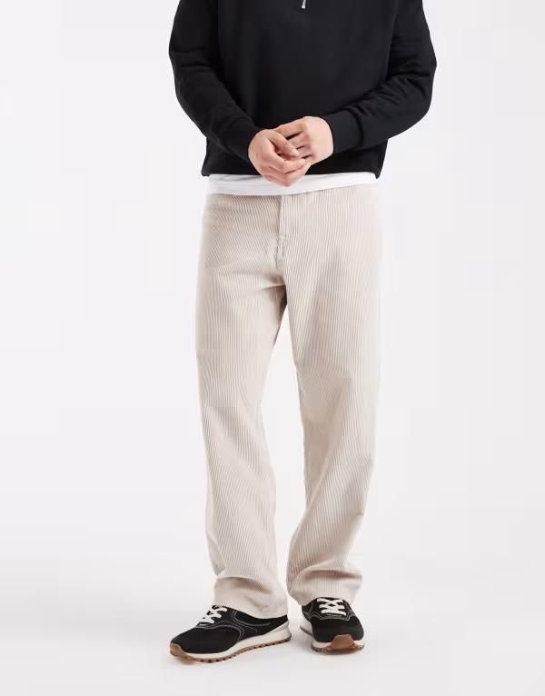 ジャック アンド ジョーンズ メンズ ボトムス カジュアルパンツ コーデュロイ Jack Jones Alex baggy corduroy pants in creamoonbeam クリーム