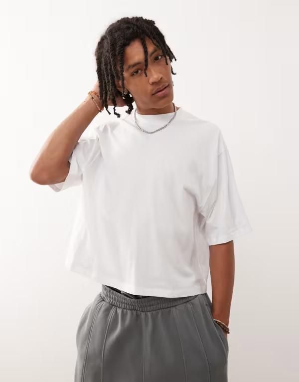 コルージョン メンズ トップス Tシャツ COLLUSION boxy Tshirt WHITE ホワイト