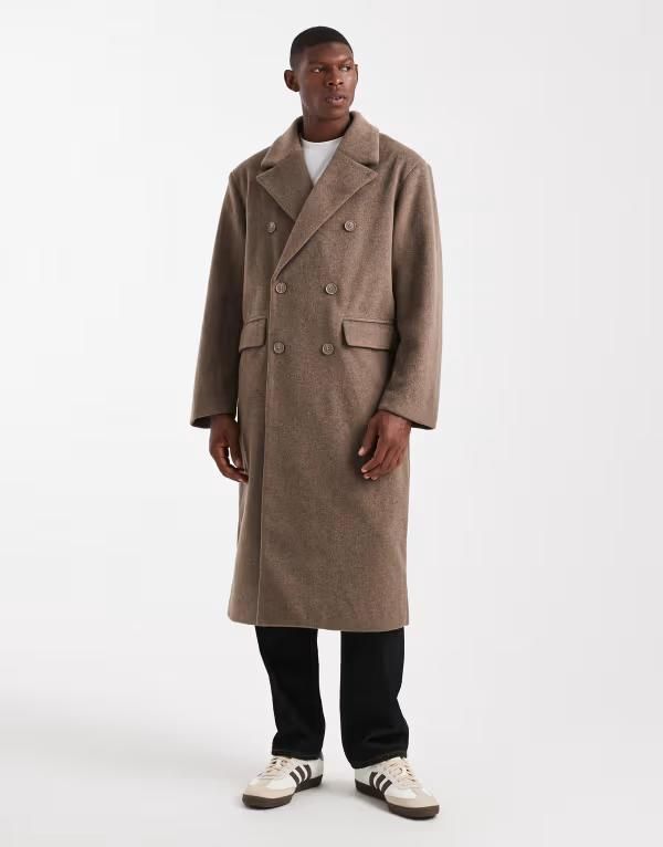 エイソス メンズ アウター コート ウール ASOS DESIGN oversized longline wool look coat in mole Mole