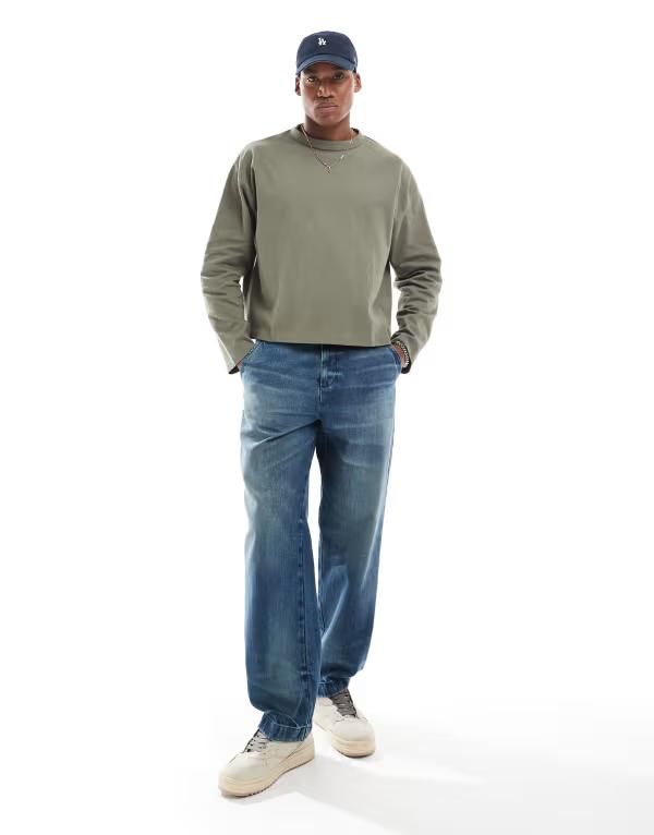 エイソス メンズ ボトムス デニムパンツ ジーンズ ASOS DESIGN baggy carpenter jeans in dark wash Dark wash blue ブルー