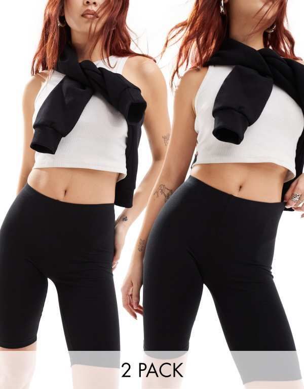 オンリー レディース ボトムス レギンス Only 2 pack legging short Black ブラック
