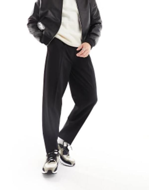 エイソス メンズ ボトムス カジュアルパンツ テーパードフィット パンツ ASOS DESIGN smart oversized tapered fit pants Black ブラック