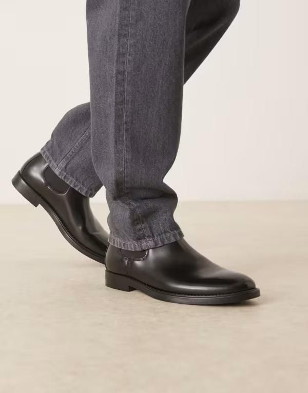 マンゴ メンズ シューズ ブーツ・レインブーツ チェルシーブーツ チェルシー レザー Mango leather chelsea boots Black ブラック