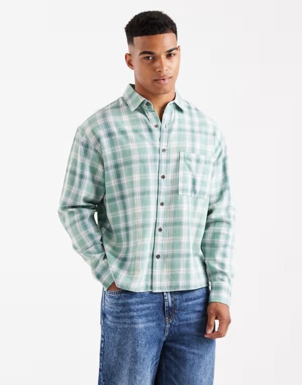 コットンオン メンズ トップス シャツ Cotton Tribeca long sleeve shirt GREEN グリーン
