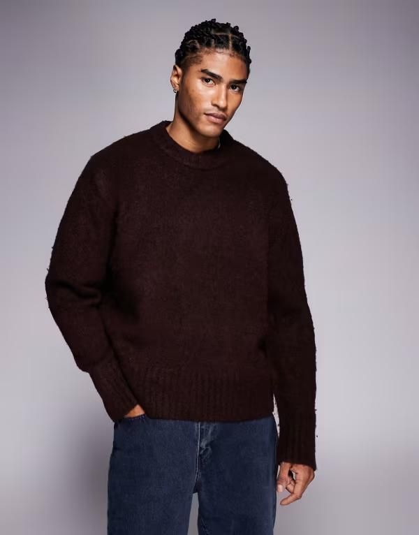 アダプト メンズ アウター ニット・セーター ADPT fluffy knit sweater Maroon マルーン