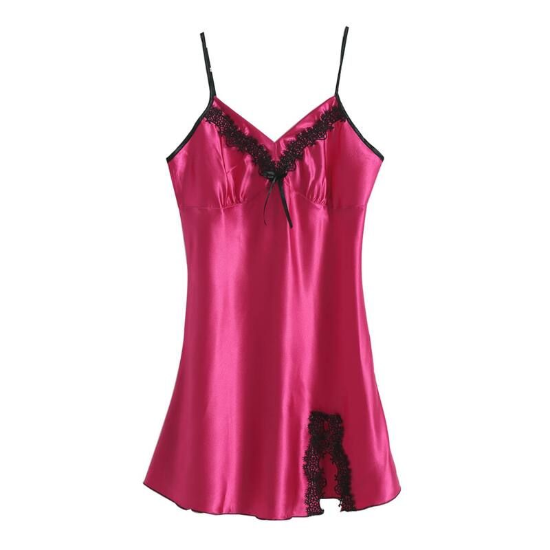 アレグラ ケー レディース アンダーウェア ナイトウェア レーストリム サテン レース ALLEGRA K Womens Nightgown Satin Lace Trim Sleepwear Paj