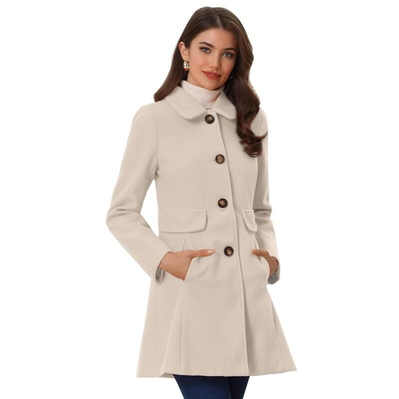 アレグラ ケー レディース アウター ジャケット・ブルゾン ヴィンテージ コート ALLEGRA K Womens Vintage Lapel Collared Overcoat Single Bre