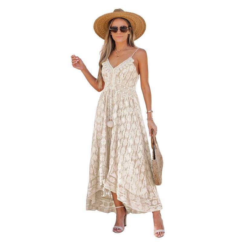 カップシー レディース トップス ワンピース Vネック レース Womens Cupshe Ariya Vneck Lace Up Slip Dress Beige Khaki カーキ
