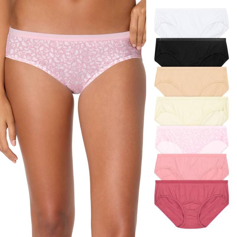 ヘインズ レディース アンダーウェア パンツ コットン Womens Hanes Ultimate 61 Bonus Pack Cotton Hipster Panty Set 41H7CC Pink