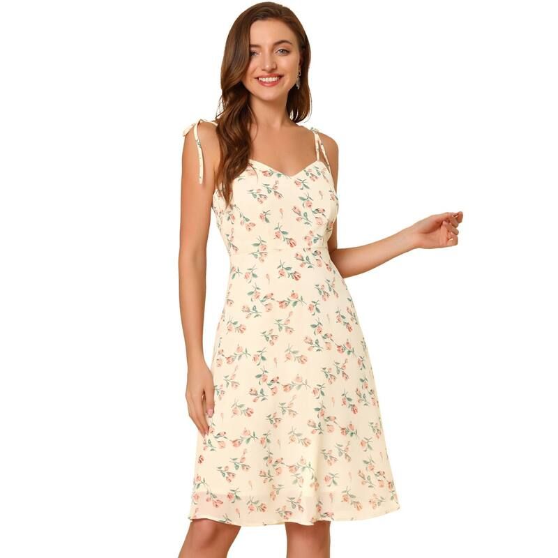 アレグラ ケー レディース トップス ワンピース フラワー柄 ノースリーブ フラワー ALLEGRA K Womenspaghetti Strap Dressleeveless Floral Sund