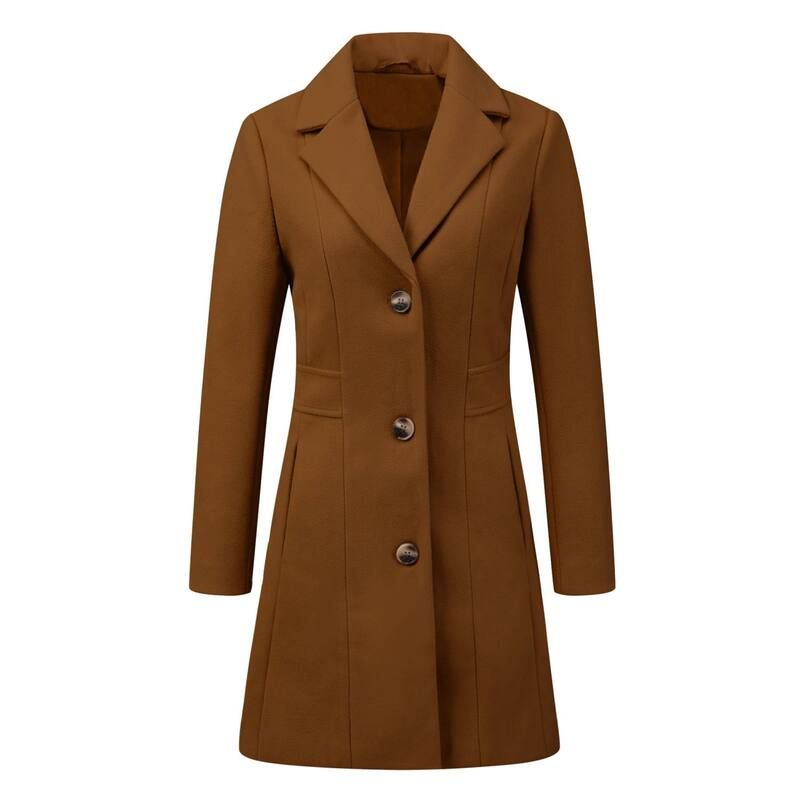 アレグラ ケー レディース アウター ジャケット・ブルゾン コート ALLEGRA K Womensingle Breasted Notched Lapel Mid Length Overcoat D