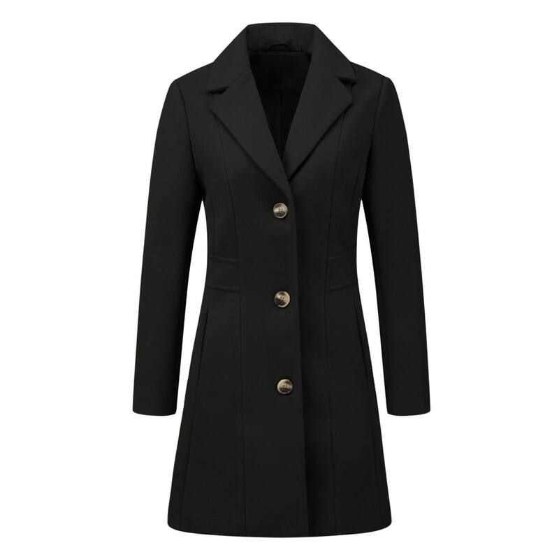 アレグラ ケー レディース アウター ジャケット・ブルゾン コート ALLEGRA K Womensingle Breasted Notched Lapel Mid Length Overcoat B