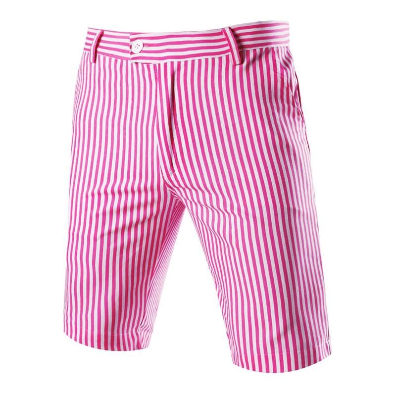 Lars Amadeus メンズ ボトムス ハーフパンツ・ショーツ スリムフィット ショートパンツ Lars Amadeus Mensummer Shortstripe Slim Fit Flat F