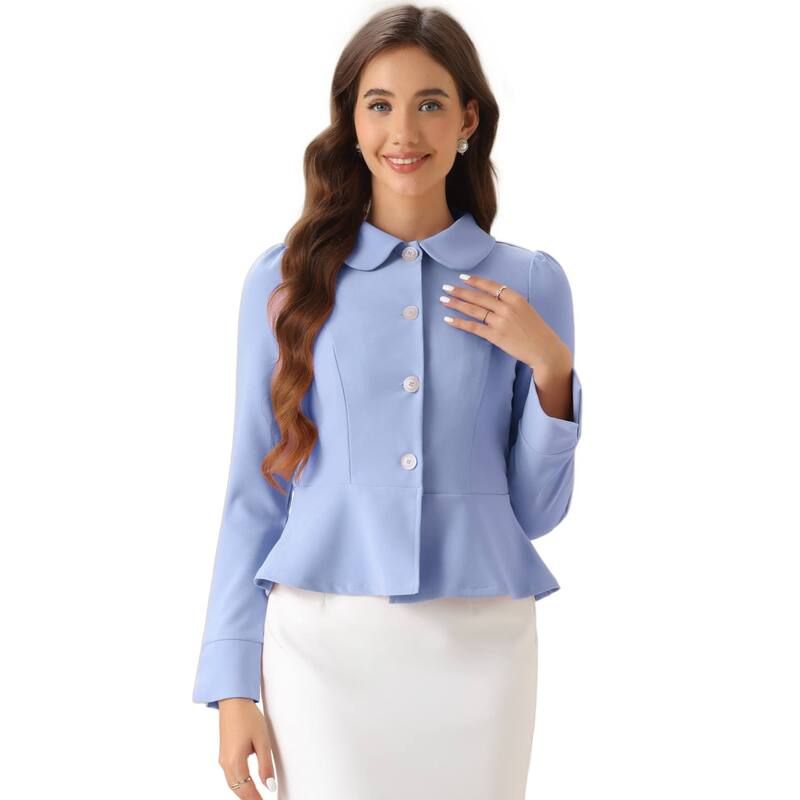 アレグラ ケー レディース アウター ジャケット・ブルゾン フリル ブレザー ALLEGRA K Elegant Peplum Blazer for Womens Peter Pan Collaruf