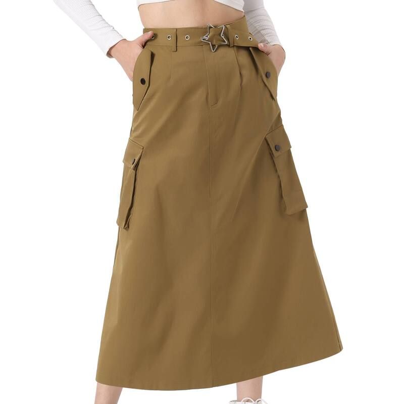 アレグラ ケー レディース ボトムスカート ミディ ALLEGRA K Midi Cargo Skirt Womans Trendy2K Skirts Zip High Waisted Straigh