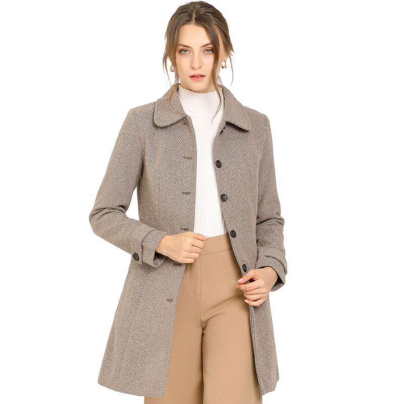 アレグラ ケー レディース アウター ジャケット・ブルゾン コート ALLEGRA K Womens Peter Pan Collar Single Breasted Winter Overcoat