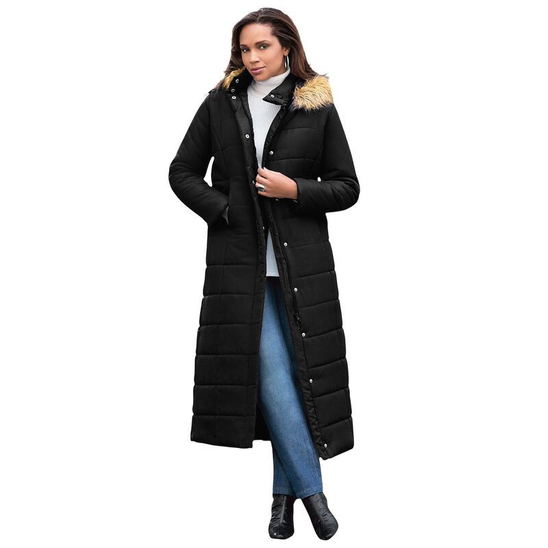 ロアマンズ レディース アウター ジャケット・ブルゾン プラスサイズ コート マキシ Roamans Womens Plusize Maxi Length Puffer Coat Black ブラック