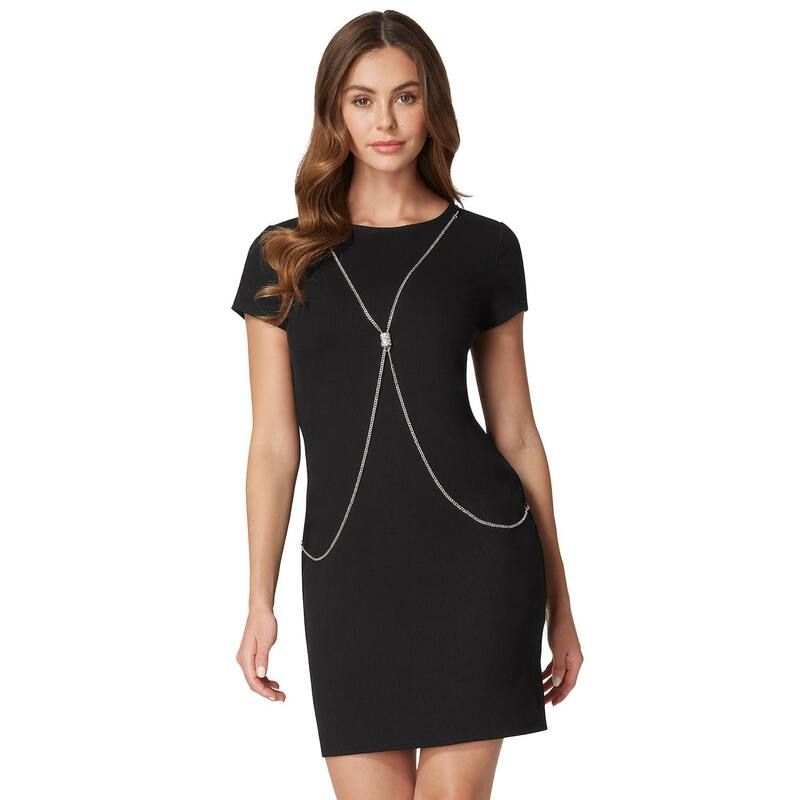 ベベ レディース トップス ワンピース ミディ Tシャツ Womens bebe x Ciara Short Sleeve Body Chain Front Midi TShirt Dress Bla