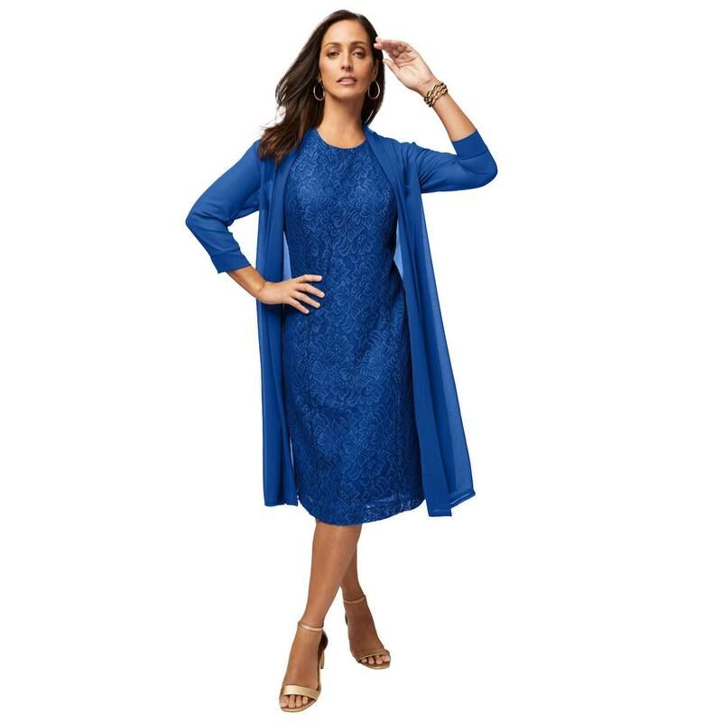 ジェシカロンドン レディース トップス ワンピース プラスサイズ レース ジャケット Jessica London Womens Plusize 2Piece Lace Jacket Dress Da