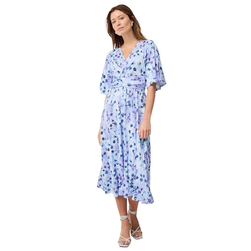 Ellos レディース トップス ワンピース プラスサイズ ミディ ニット ellos Plusize Knit Midi Dress With Surplice Neckline Waistie P