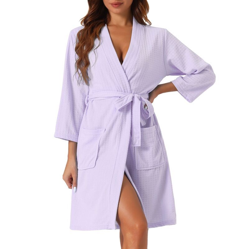 cheibear レディース アンダーウェア ナイトウェア cheibear Womens Waffle Bathrobe Soft Kimono Spand Bath Midlength Robes