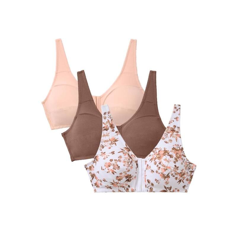コンフォート チョイス レディース アンダーウェア ブラジャー プラスサイズ コットン Comfort Choice Womens Plusize 3Pack FrontClose Cotton Wi